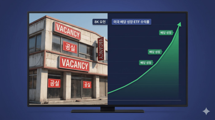 직장인 박차장의 상가 투자 공실 리스크와 미국 배당 성장 ETF 수익률 비교 차트