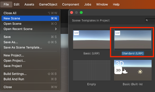 Standard URP Scene 생성