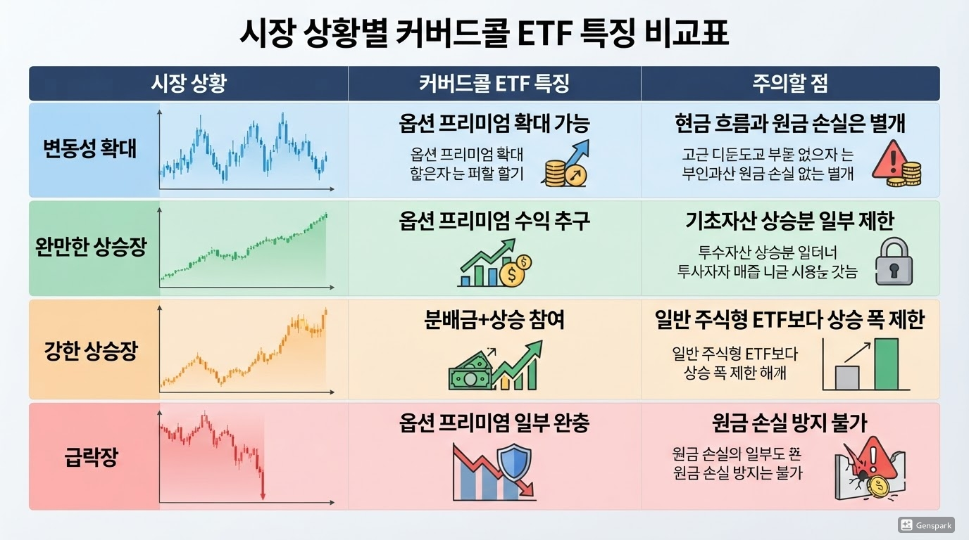 상승장과 하락장에서 커버드콜 ETF의 특징