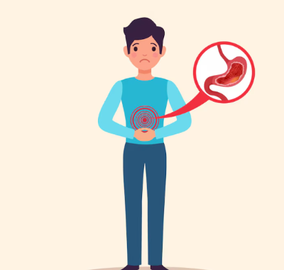 배 아파하는 남자를 그린 일러스트 -출처: 무료이미지 사이트