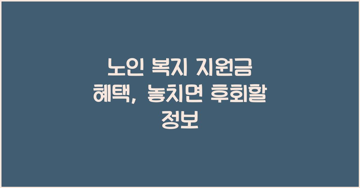 노인 복지 지원금 혜택