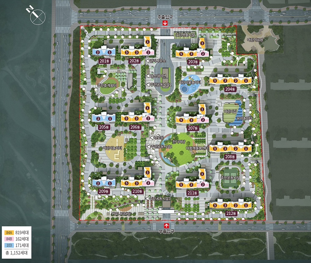 지제역 반도체밸리 제일풍경채 2블록 단지 조감도