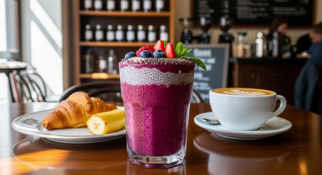 치아씨드를 넣은 스무디 컵