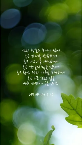 디모데전서 4장 12절 묵상 - 누구든지 네 연소함을 업신여기지 못하게 하고 믿는 자에게 본이 되어_19