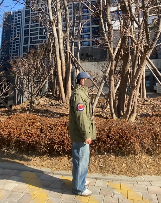 데일리룩('26.1.30.)브이투 스톤워싱 빈티지 볼캡, 폴로랄프로렌 M-65 야상재킷, 세컨모놀로그 머플러, 후브스 케이블 니트, 에러스익셉티드 왁스데님팬츠, 커스텀에이드 독일군