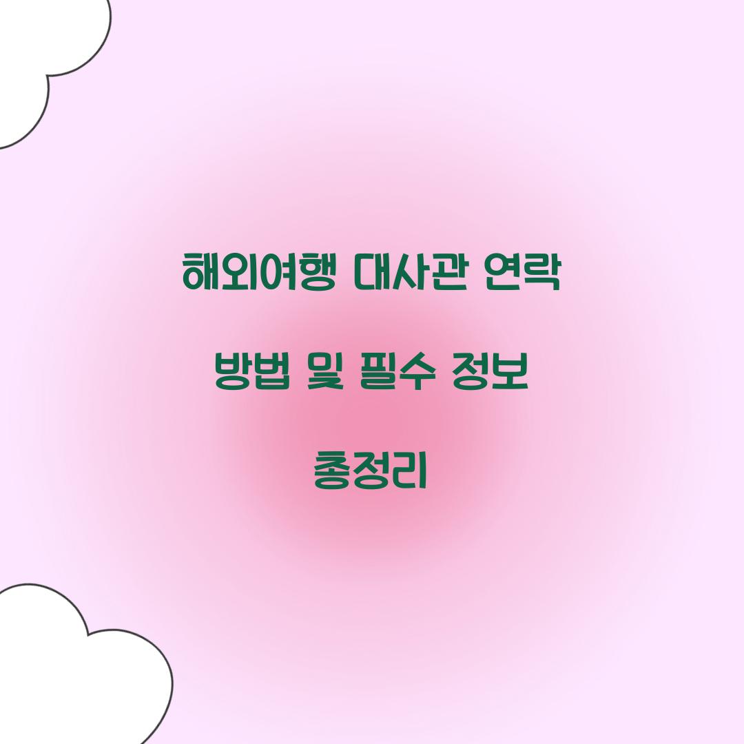 해외여행 대사관 연락
