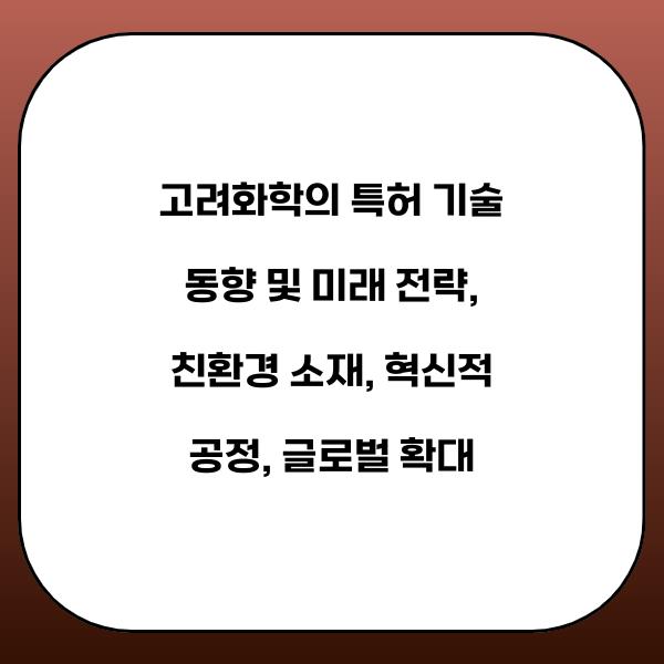 고려화학의 특허 기술 동향 및 미래 전략