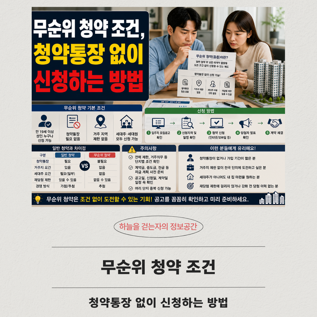 무순위 청약 조건, 청약통장 없이 신청하는 방법