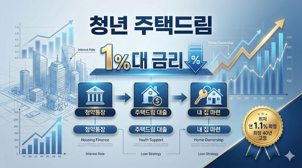 청년 주택드림 대출 1% 금리 혜택 인포그래픽