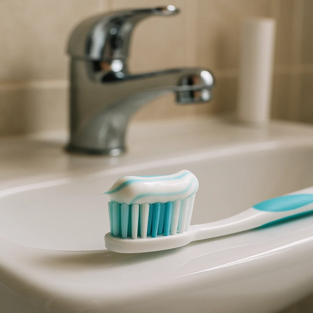 칫솔질 각도와 방향을 설명하는 일러스트 이미지