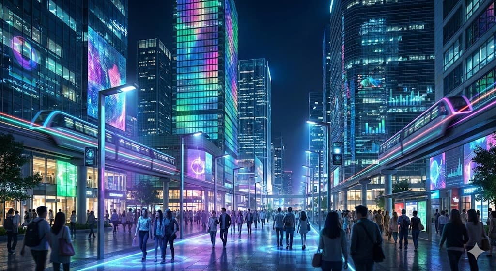 2026년 스마트 시티 야간 경관과 조화된 미디어 파사드 건축 조명