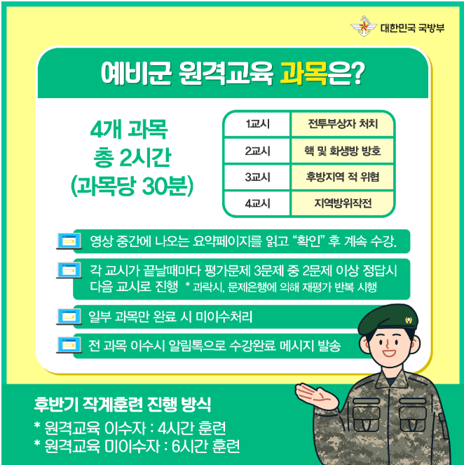 예비군 원격 교육 수강 시간 이수증 홈페이지 알아보기