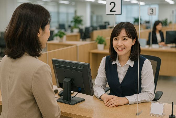 복지로 대체 접수처로 주민센터 민원창구를 방문해 복지서비스를 신청하는 장면