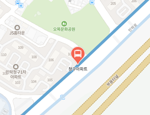 청구아파트에서 인천공항 리무진 공항버스(7600번) 지도 위치