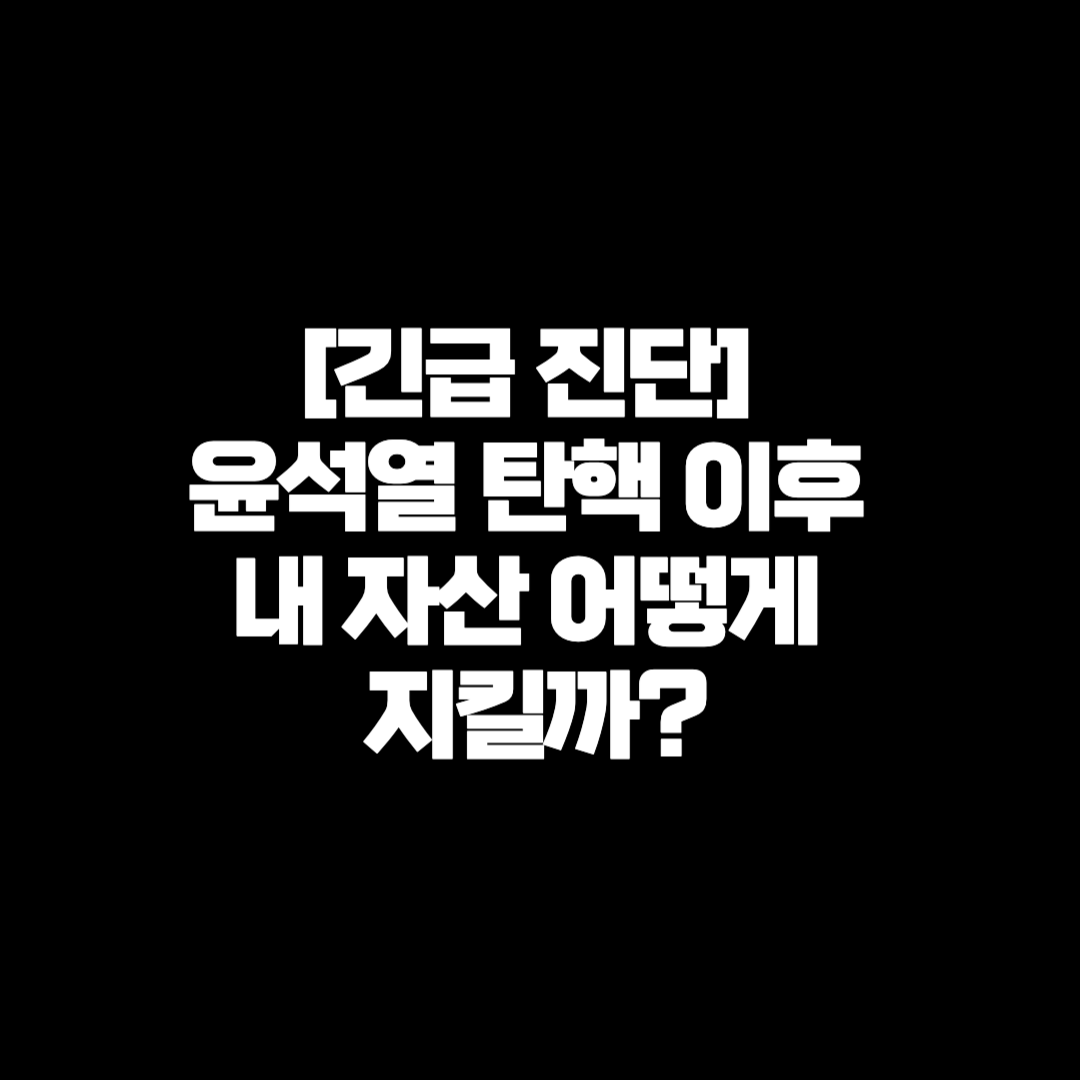 [긴급 진단] 윤석열 탄핵 이후 내 자산 어떻게 지킬까?
