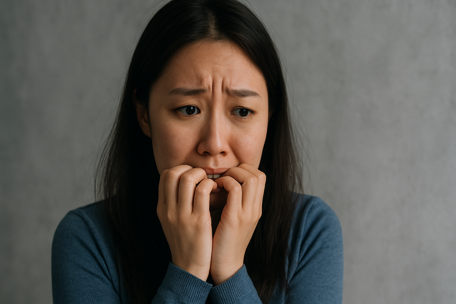 거절 불안을 느끼는 여성 사진