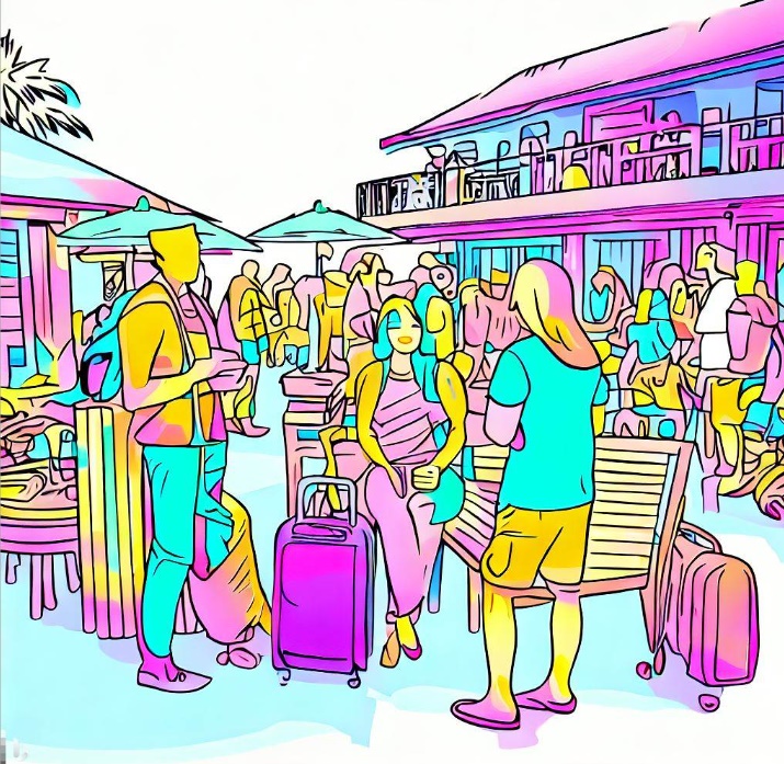 여행 숙소에 모여 이야기를 나누는 사람들