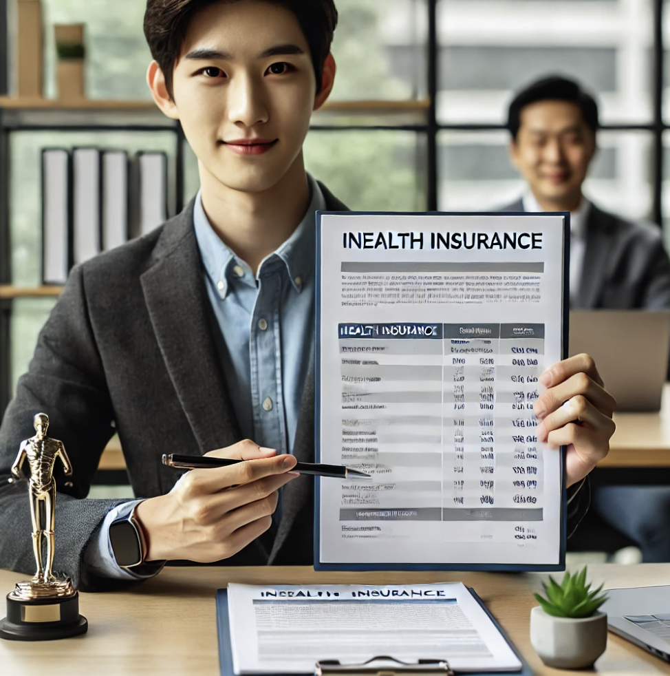 건강보험 서류를 들고 있는 직장인