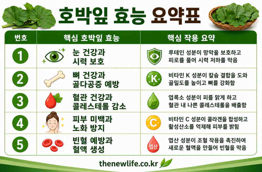 호박잎 효능 요약표