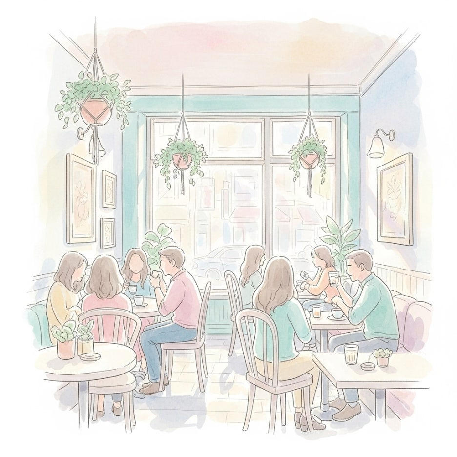 카페에서 여유로운 시간을 보내는 사람들의 모습
