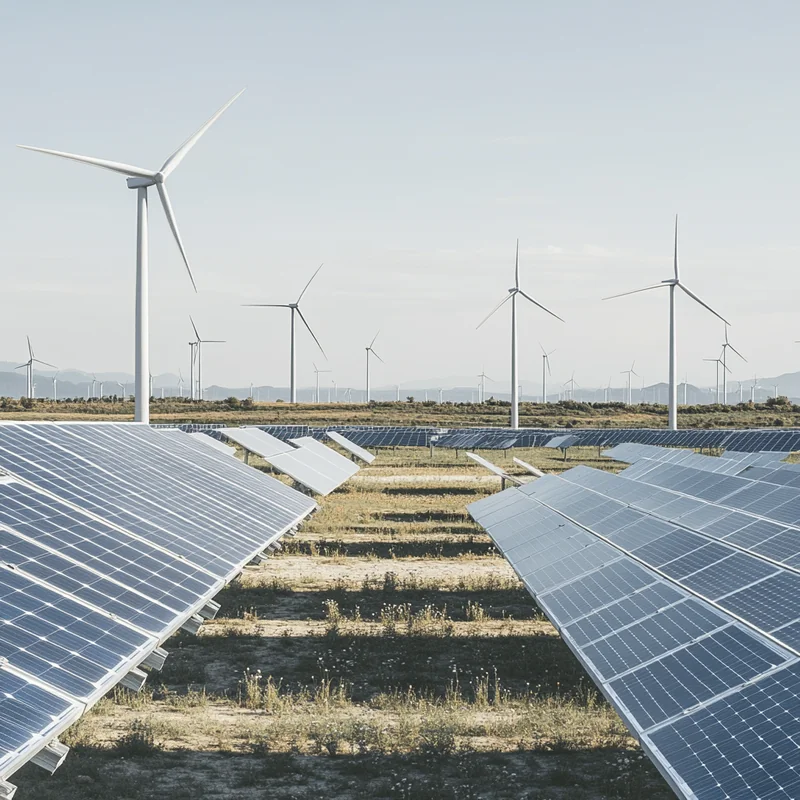 전 세계적으로 증가하는 태양광 패널과 풍력발전 기반 아래, 신재생에너지 ETF 투자가 미래지향적이며 퇴직연금 자산의 친환경 성장에 기여함을 강조합니다. 글로벌 그린산업 발전과 지속가능한 투자전략의 중요성을 시각적으로 전달합니다.