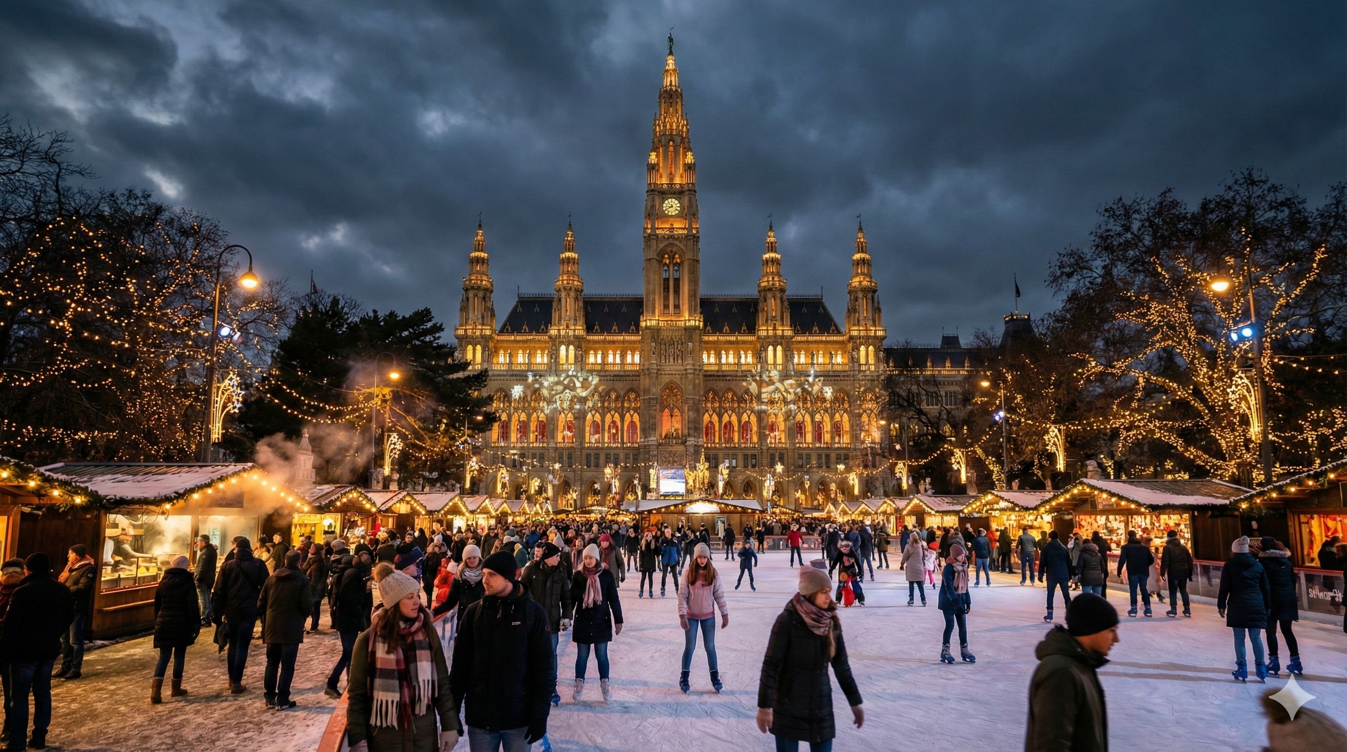 Festive winter night market in Vienna Image