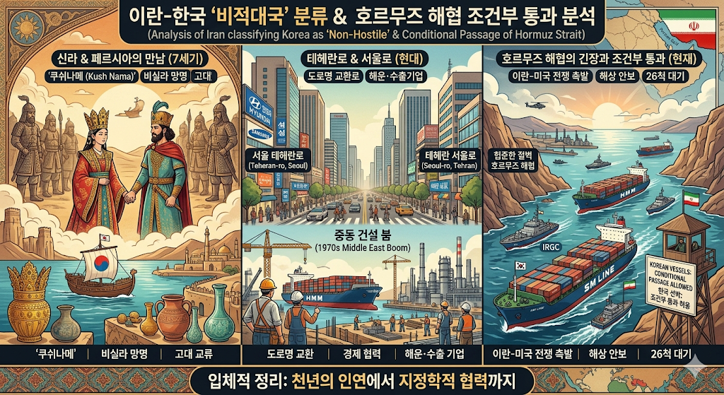 이란의 한국 비적대국 분류와 호르무즈 해협 통과 가능성, 한국과 이란의 인연