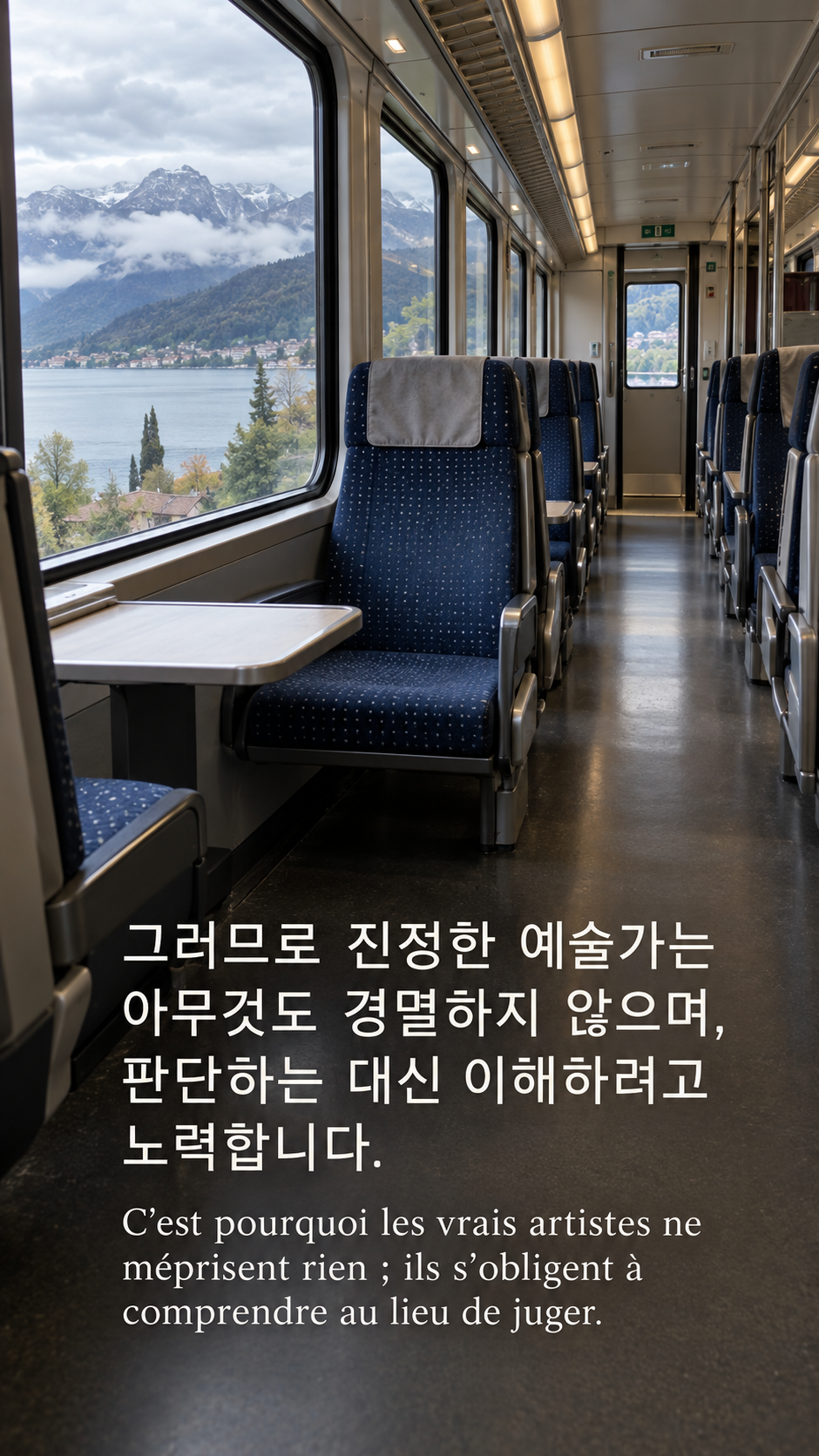 판단보다 이해에 가까이 가기 &mdash; 넓은 창으로 풍경이 보이는 빈 열차 객실