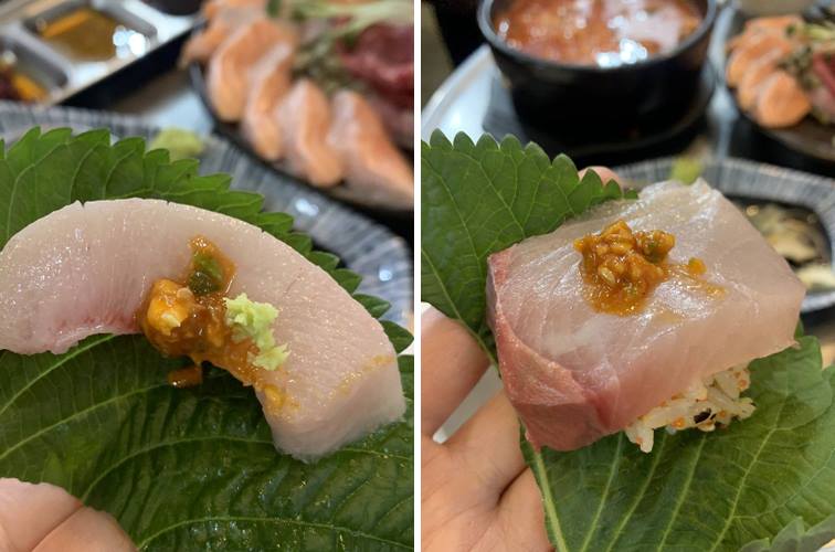 방어회와 연어회