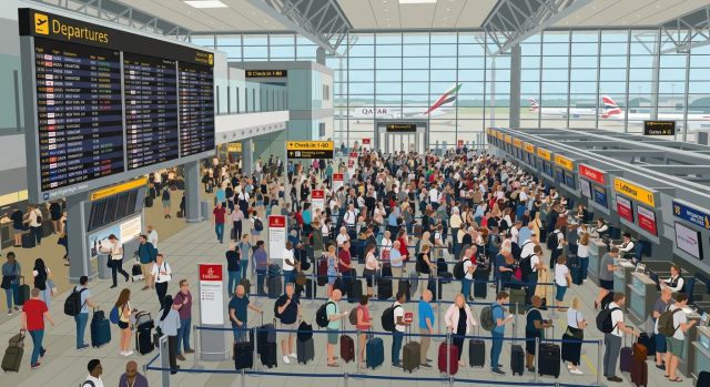 인천공항 여름 휴가철 출국장 혼잡 모습
