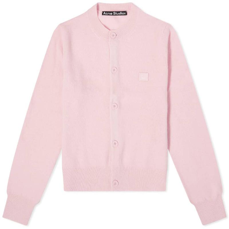 아크네 스튜디오 페이스 니트 가디건 핑크