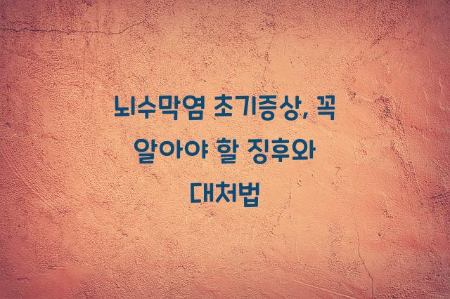 뇌수막염 초기증상