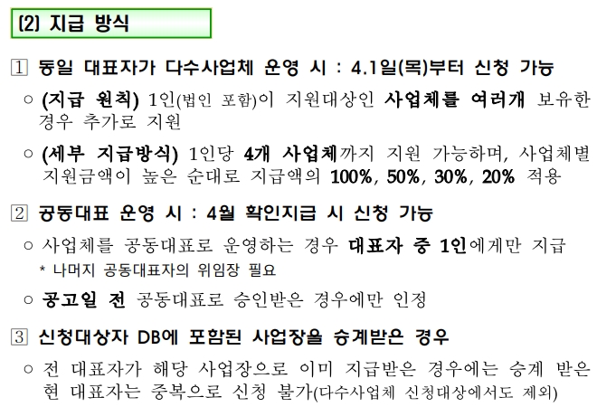 소상공인 버팀목자금 플러스 지급방식 내용
