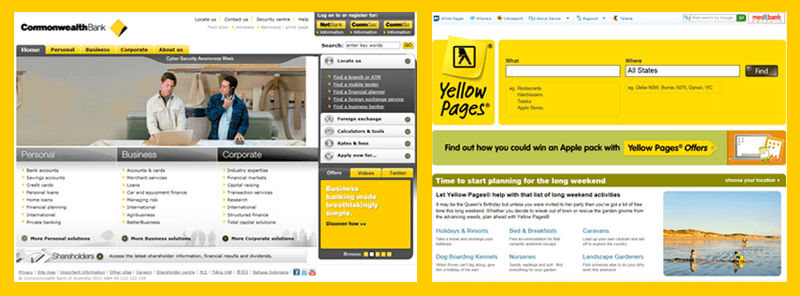 웹에서 노란색 사용 예시