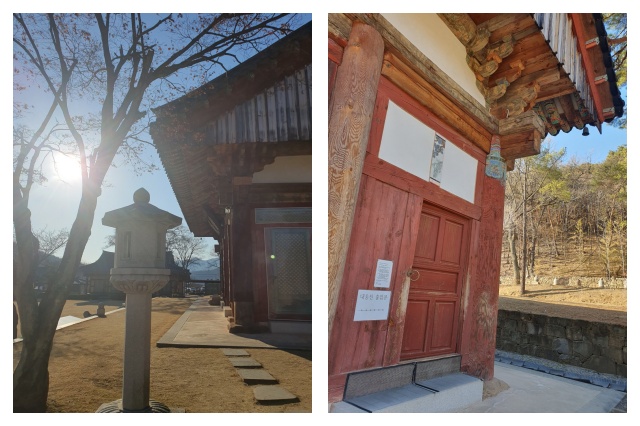 대웅전에서 바라보는 하늘과 대웅전입구문