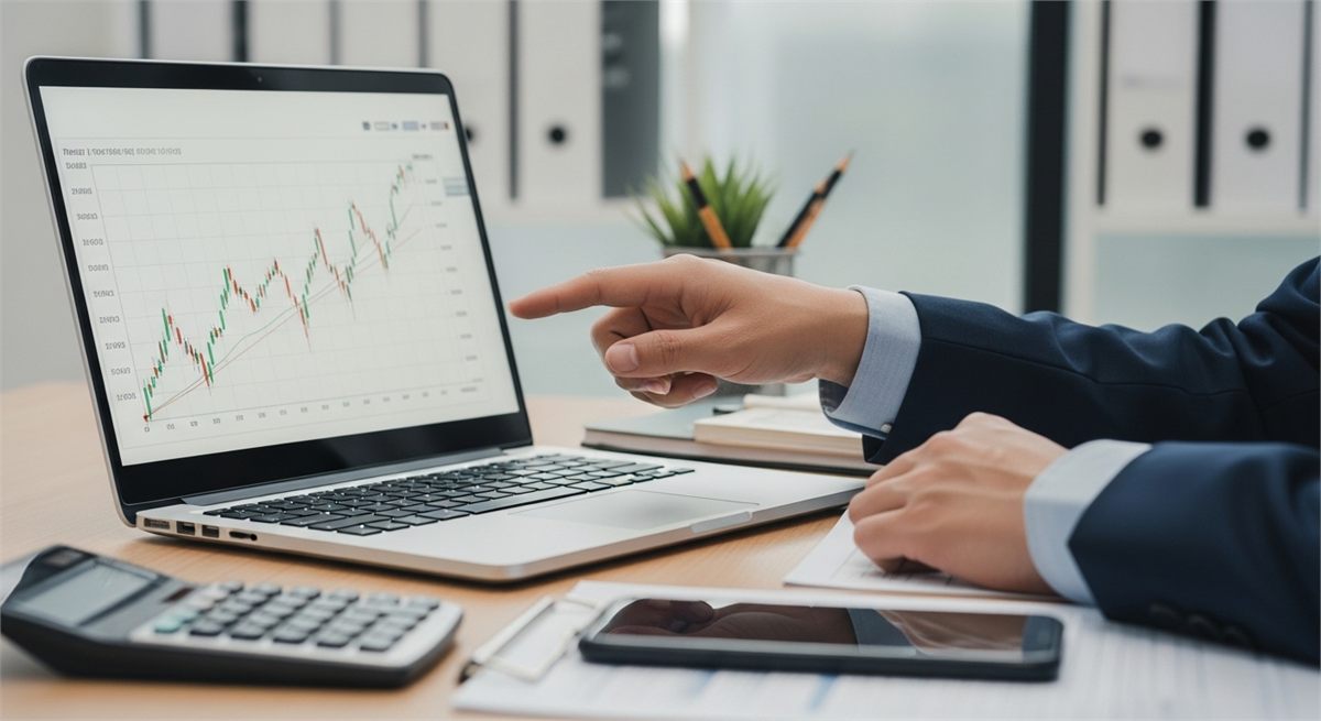 신고가 흐름을 살피는 투자자의 손과 노트북 화면 장면