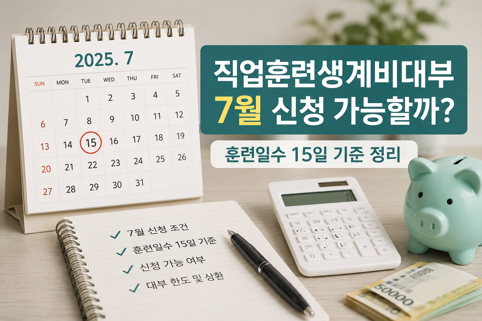 직업훈련생계비대부 7월 신청 가능할까? 훈련일수 15일 기준 정리