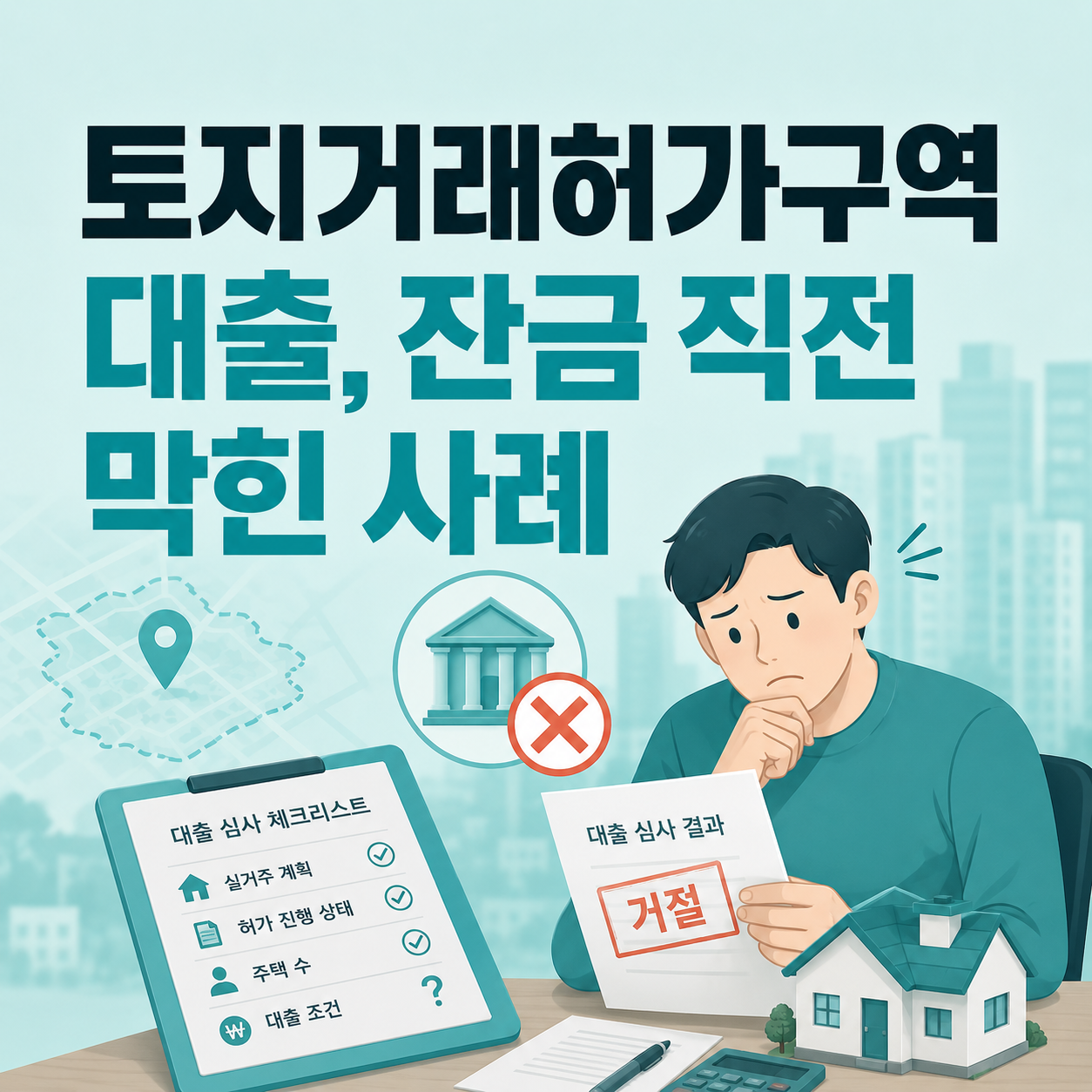 토지거래허가구역 대출 조건 다시 확인하는 계약자 모습