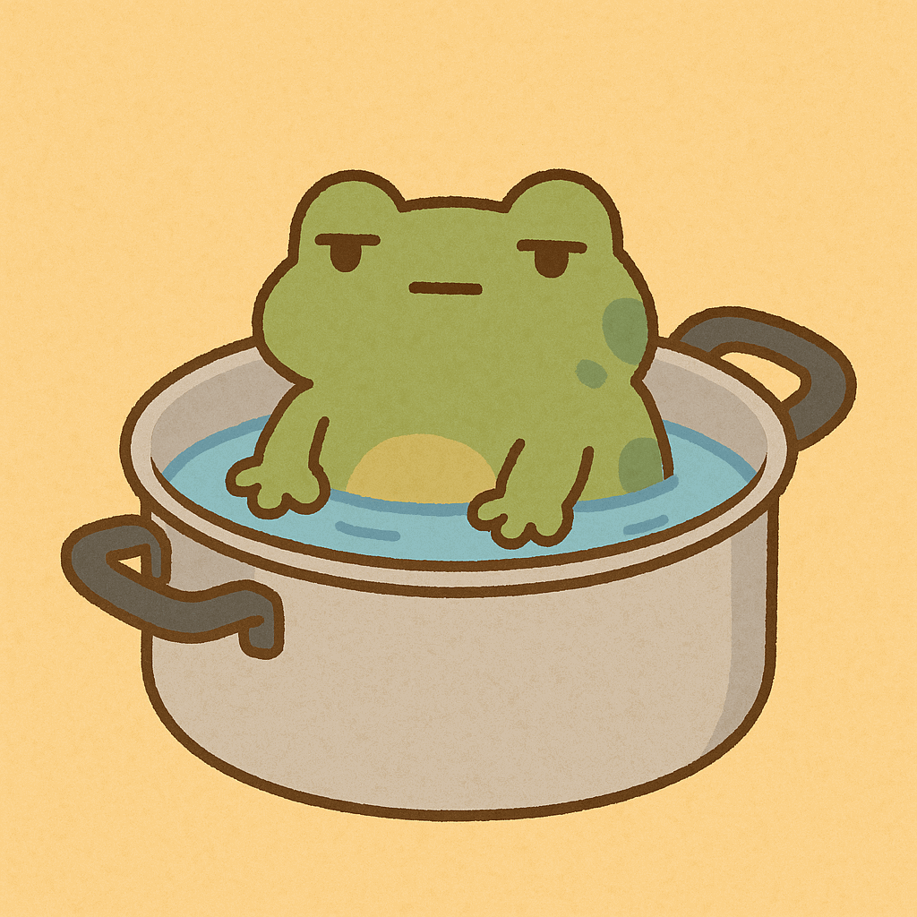 냄비속 개구리 이미지