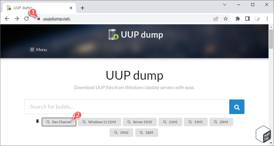 UUP dump 사이트 접속