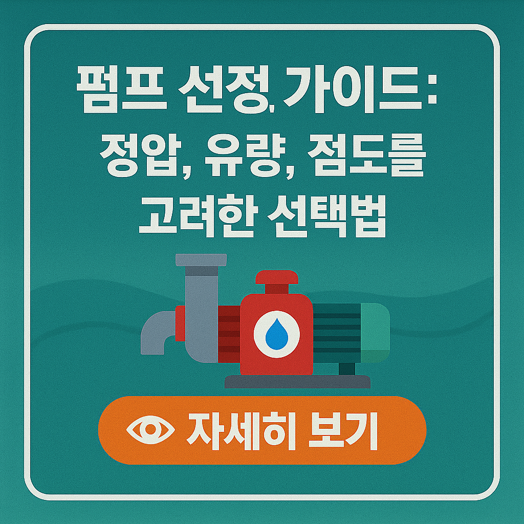 펌프 선정 가이드: 정압, 유량, 점도 고려한 선택법