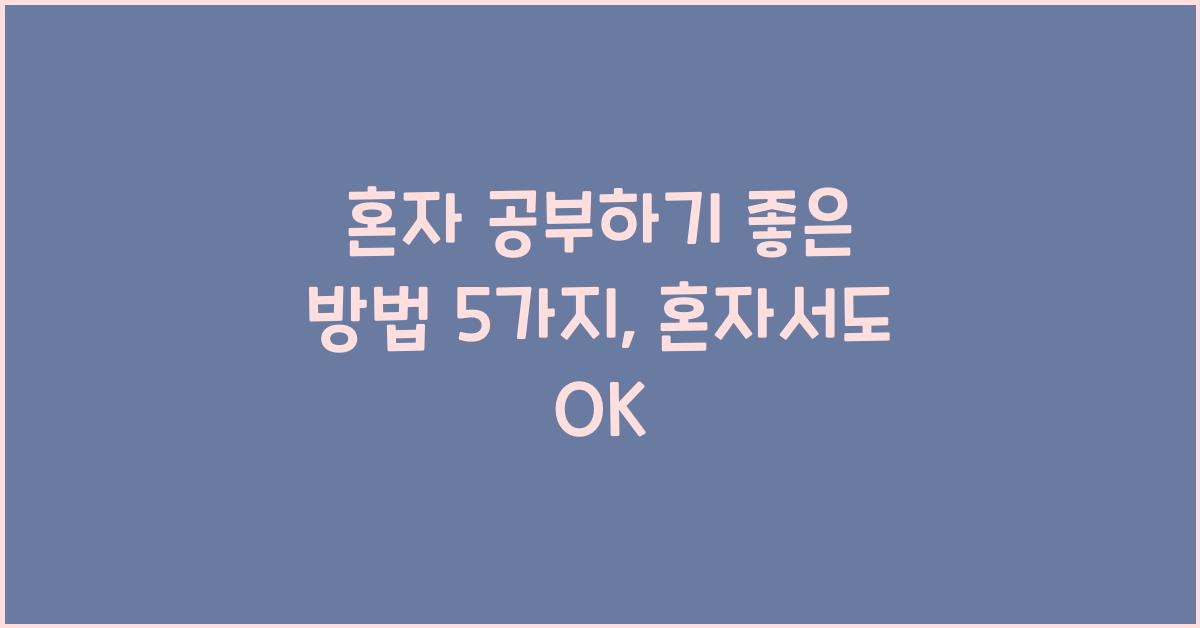 혼자 공부하기 좋은 방법