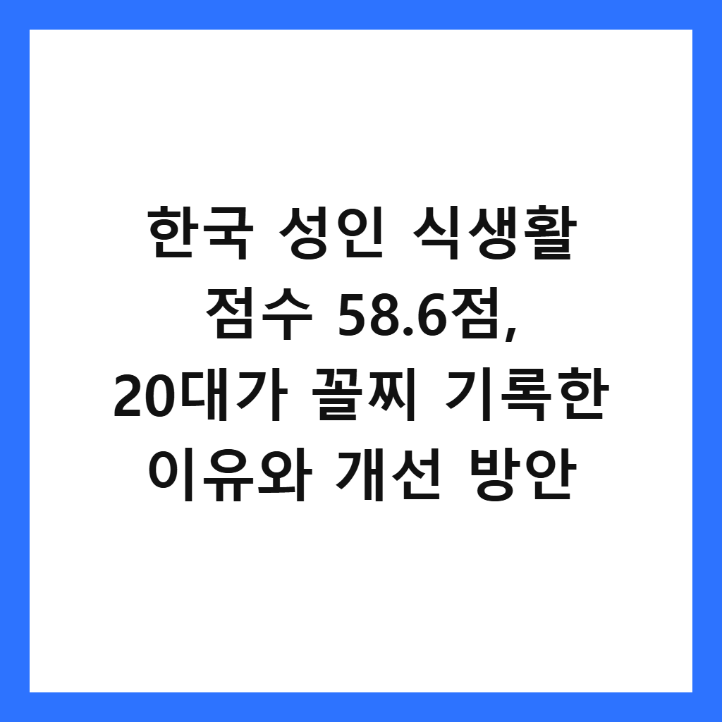 한국 성인 식생활 점수 58.6점, 20대가 꼴찌 기록한 이유와 개선 방안 썸네일