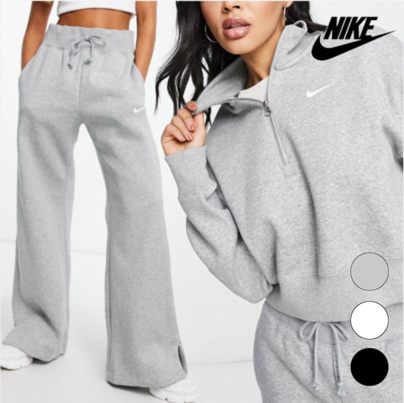 나이키 피닉스 여성 기모 트레이닝 세트 상하의 3칼라 그레이 화이트 블랙 와이드 핏