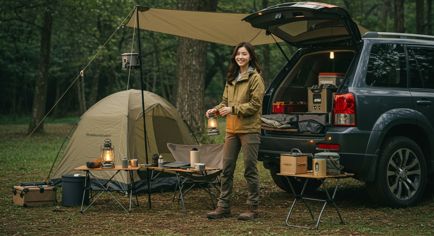 혼자 캠핑하는 모습