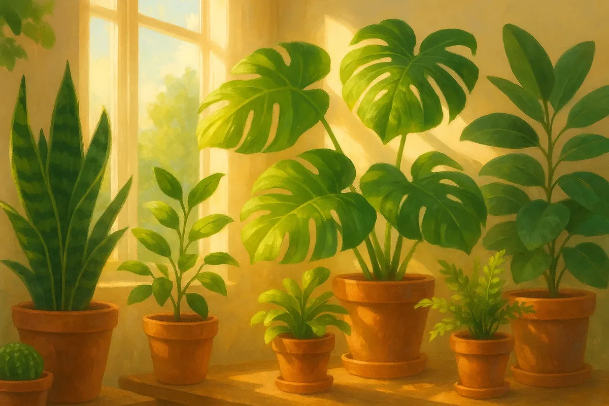 햇살 받는 실내 화분 식물