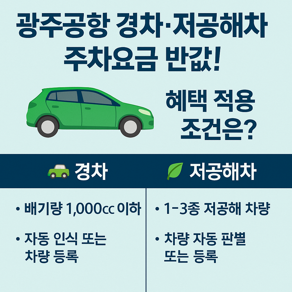광주공항 경차·저공해차 주차요금 반값!