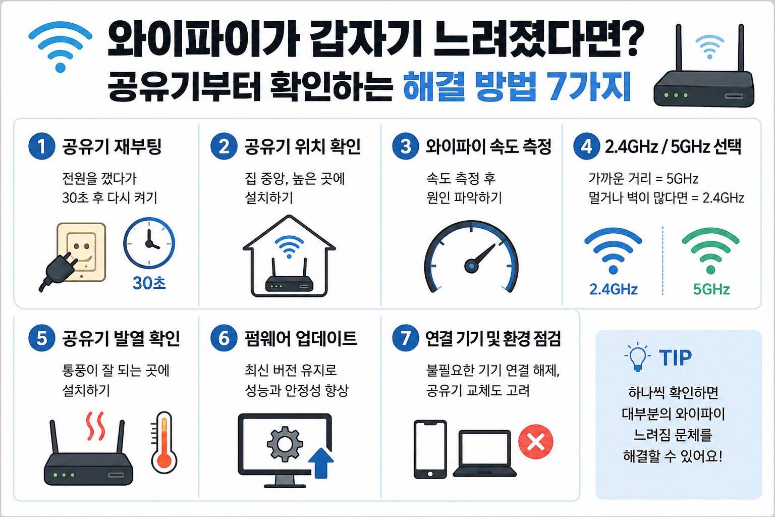 와이파이가 갑자기 느려졌을때 공유기부터 확인하는 방법 7가지