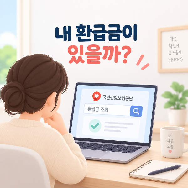 건강보험료 환급금이 있는지 온라인으로 조회하는 모습