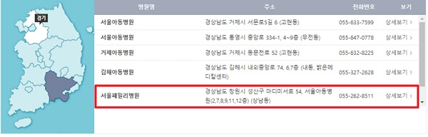 경남 달빛어린이병원 주소 및 대표전화